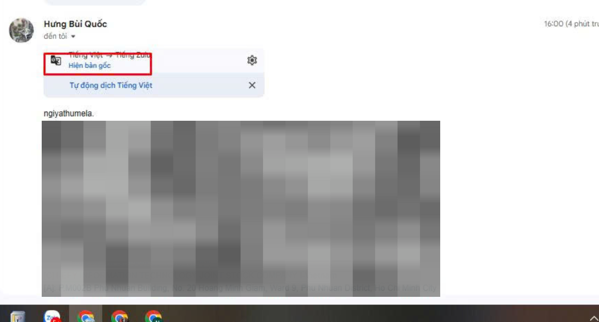 Hình ảnh lỗi tự động dịch của Email