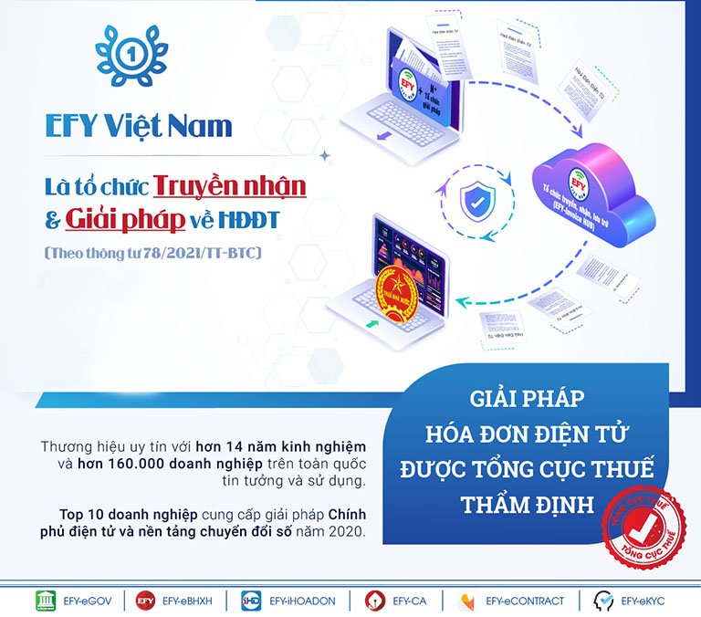 EFY Việt Nam là tổ chức giải pháp và tổ chức truyền nhận được Tổng cục Thuế thẩm định và công bố