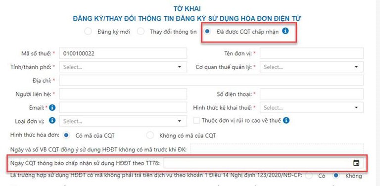 Hướng dẫn đăng ký tờ khai sử dụng hoá đơn điện tử theo Thông tư 78