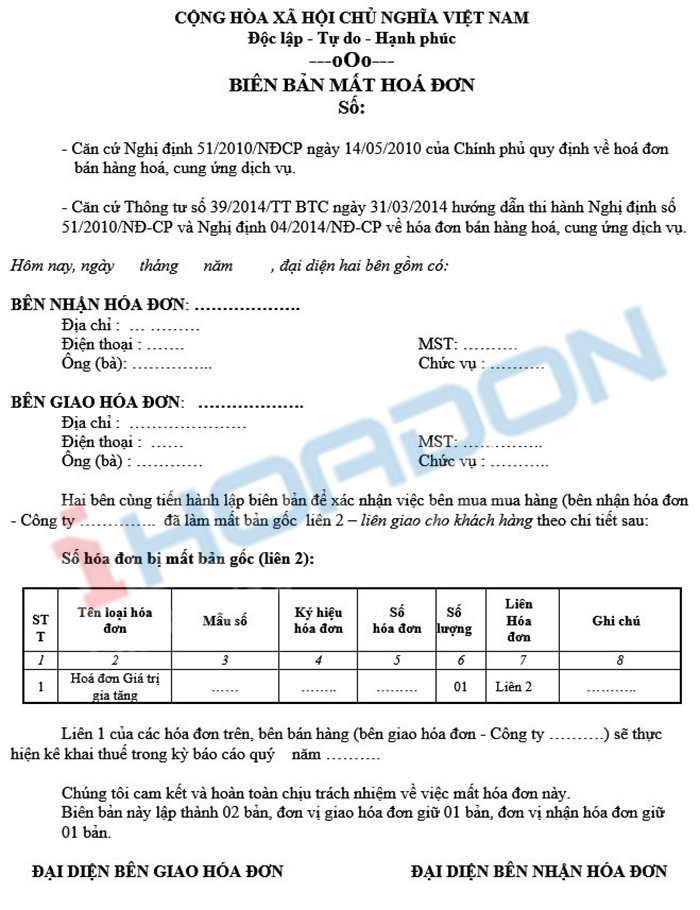 Mất hóa đơn chưa kê khai thuế