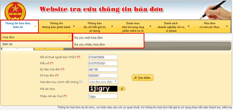 Tra cứu hóa đơn điện tử