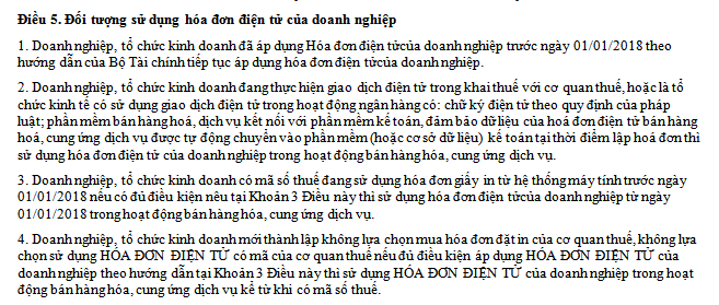  Doanh nghiệp bắt buộc sử dụng hóa đơn điện tử năm 2018